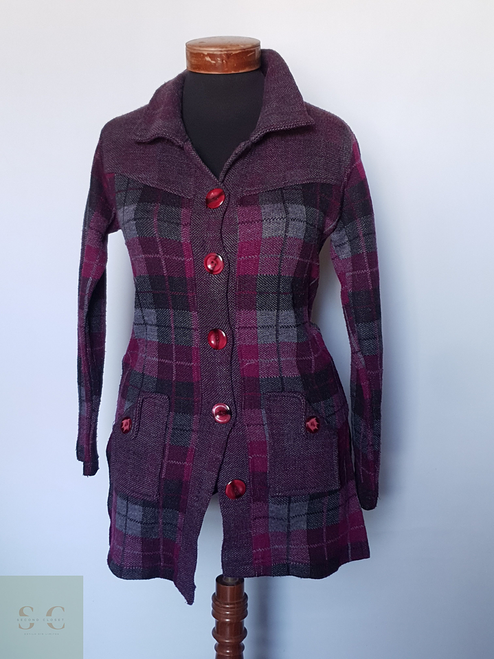 Abrigo ligero mujer cuadros fucsia TALLA XS 1