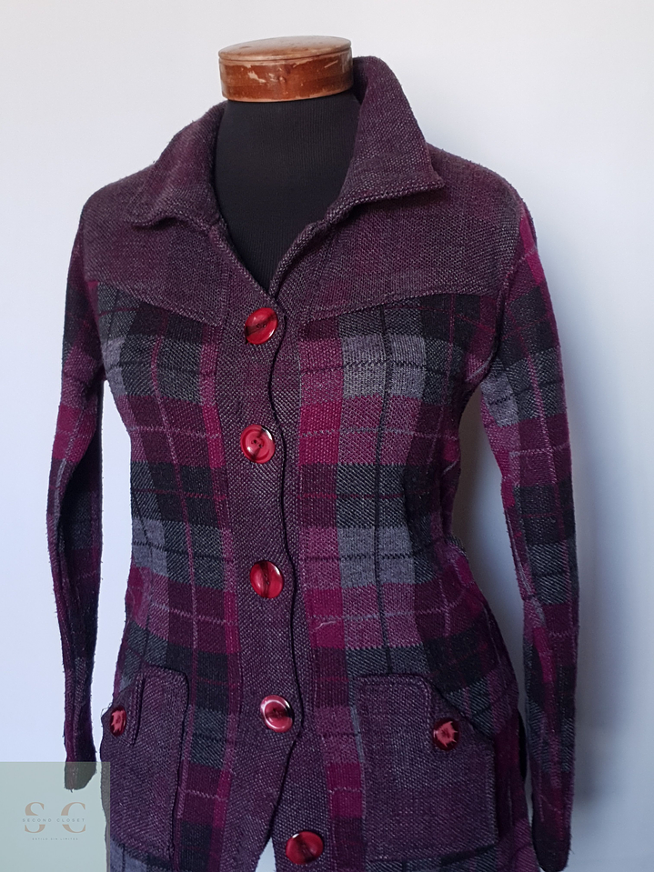 Abrigo ligero mujer cuadros fucsia TALLA XS 3