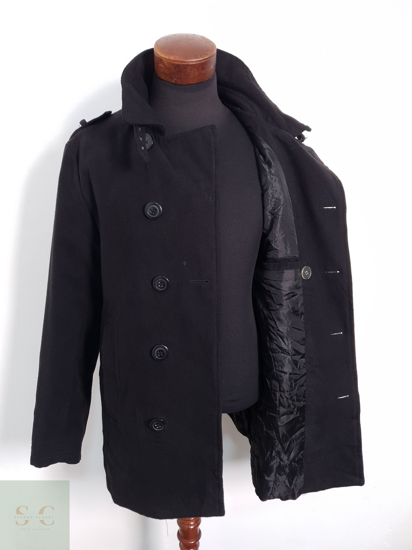 Okay Abrigo marinero Negro Talla L 2