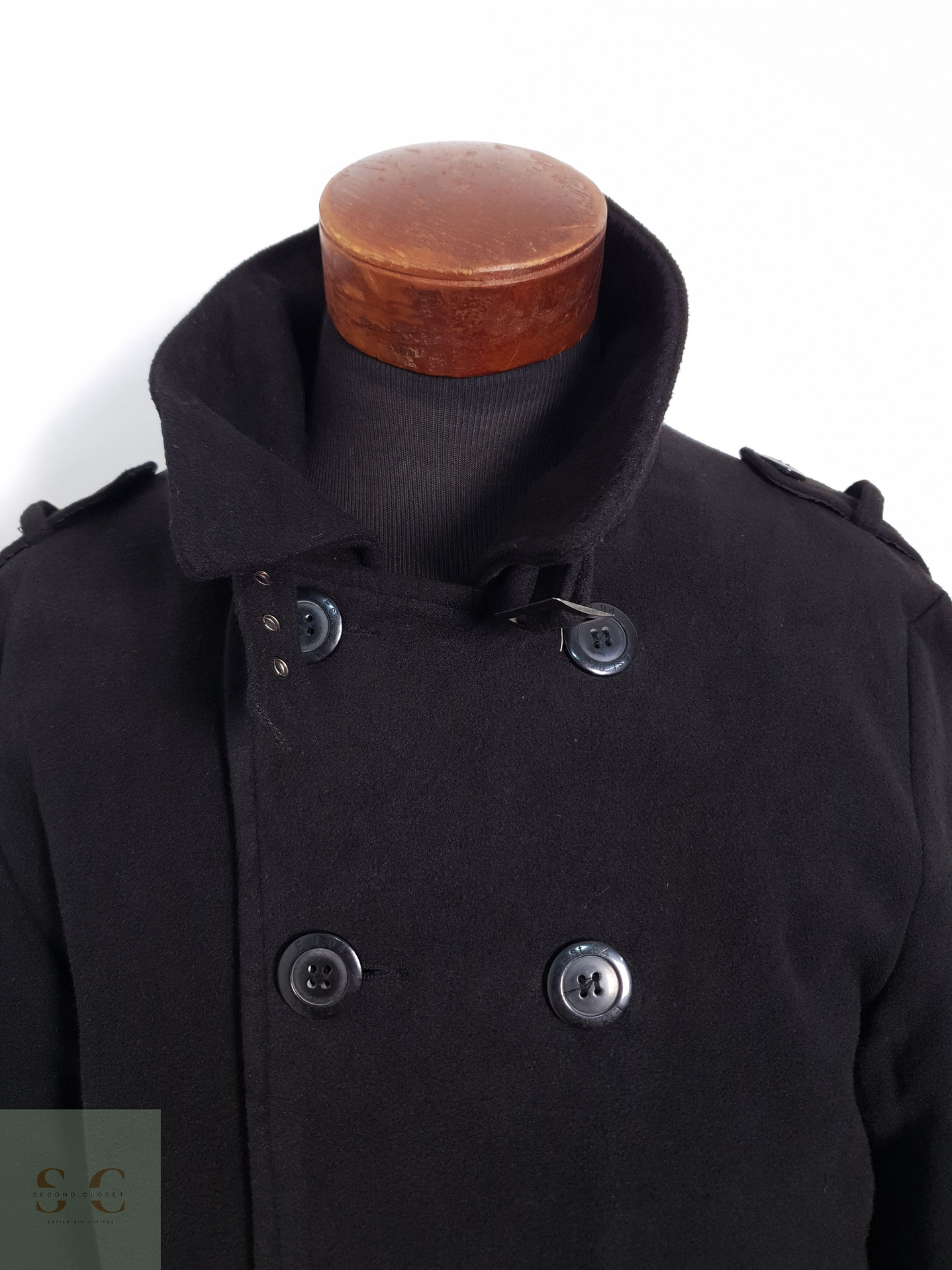 Okay Abrigo marinero Negro Talla L 4