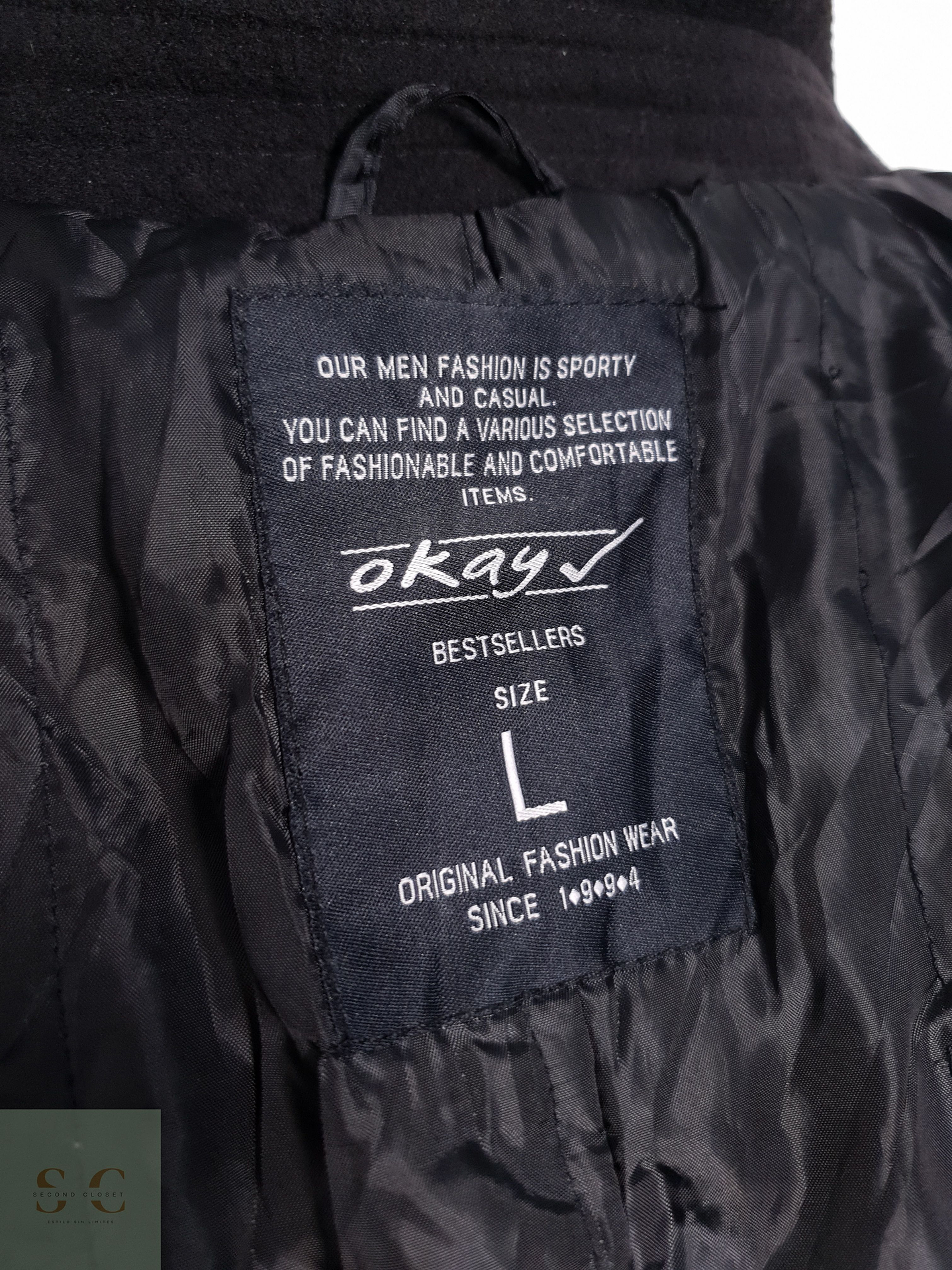 Okay Abrigo marinero Negro Talla L 6