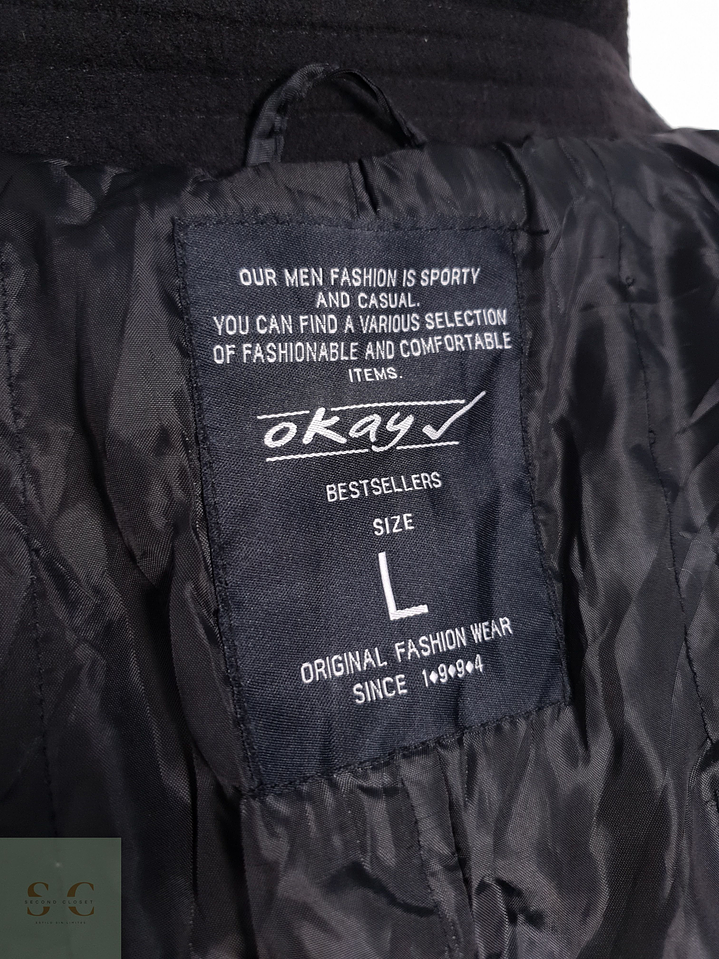 Okay Abrigo marinero Negro Talla L 6