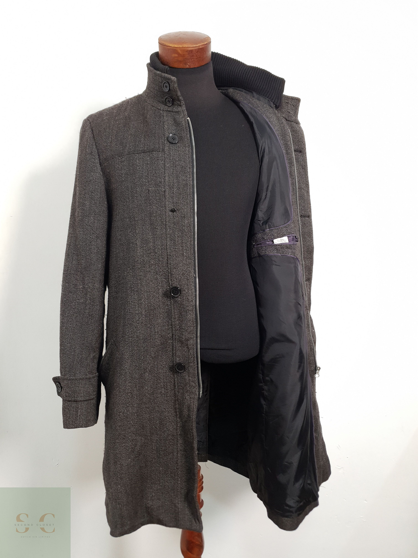 Vía Cortesa Abrigo Chaquetón Cafe Talla L 7