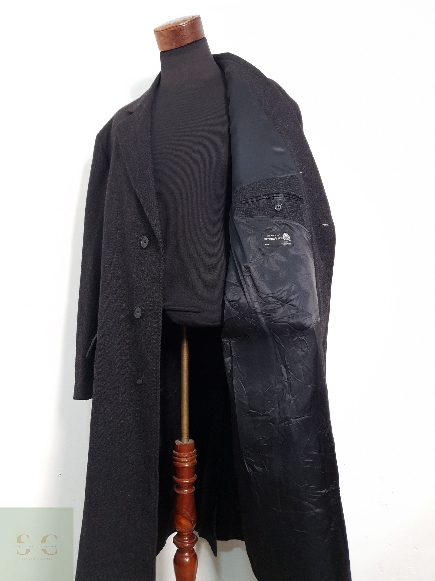 Vintage Abrigo largo sastrero Plomo Talla XXL 1