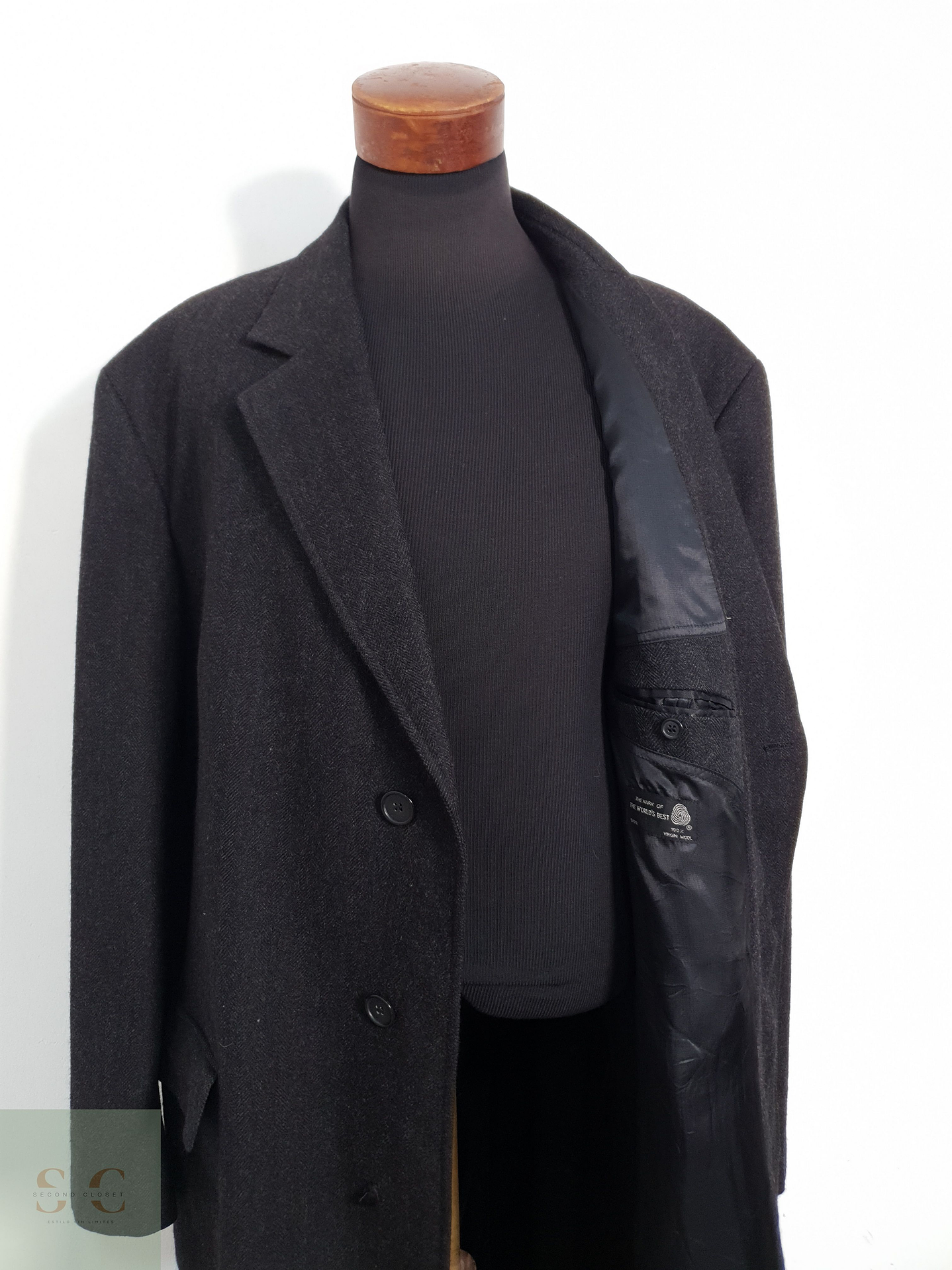 Vintage Abrigo largo sastrero Plomo Talla XXL 3