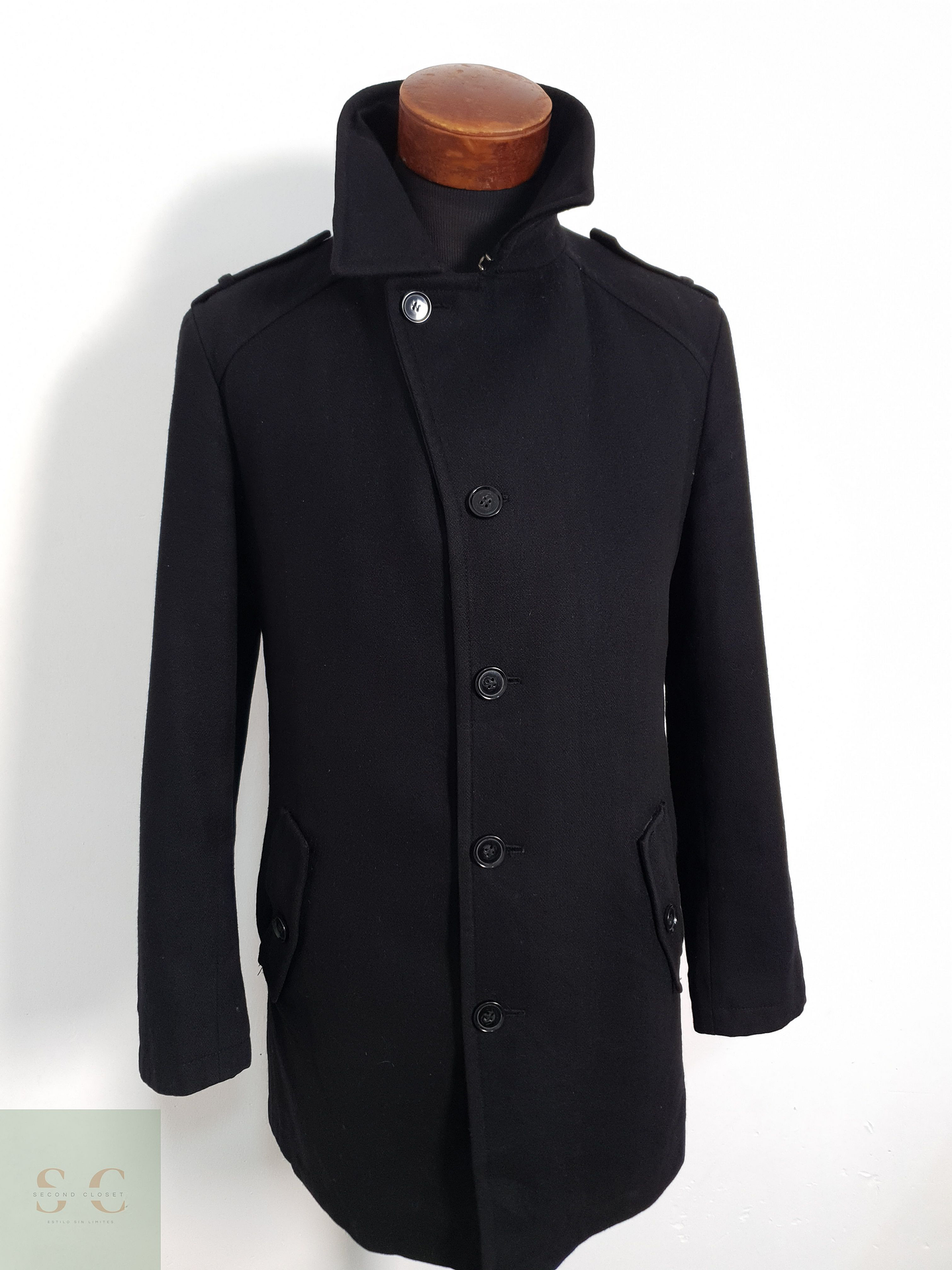 Autentics Abrigo tres cuartos Negro Talla S 2