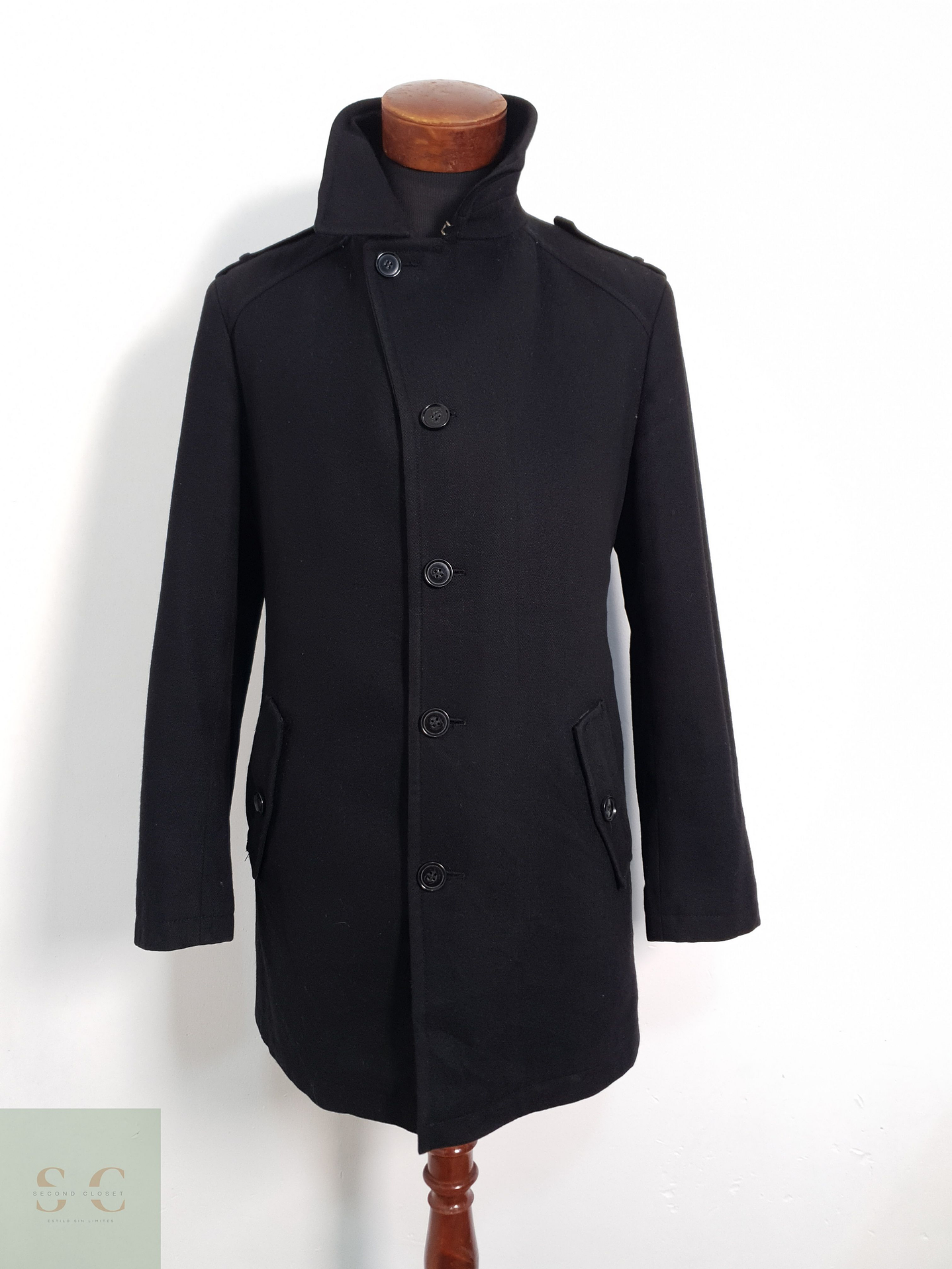 Autentics Abrigo tres cuartos Negro Talla S 1