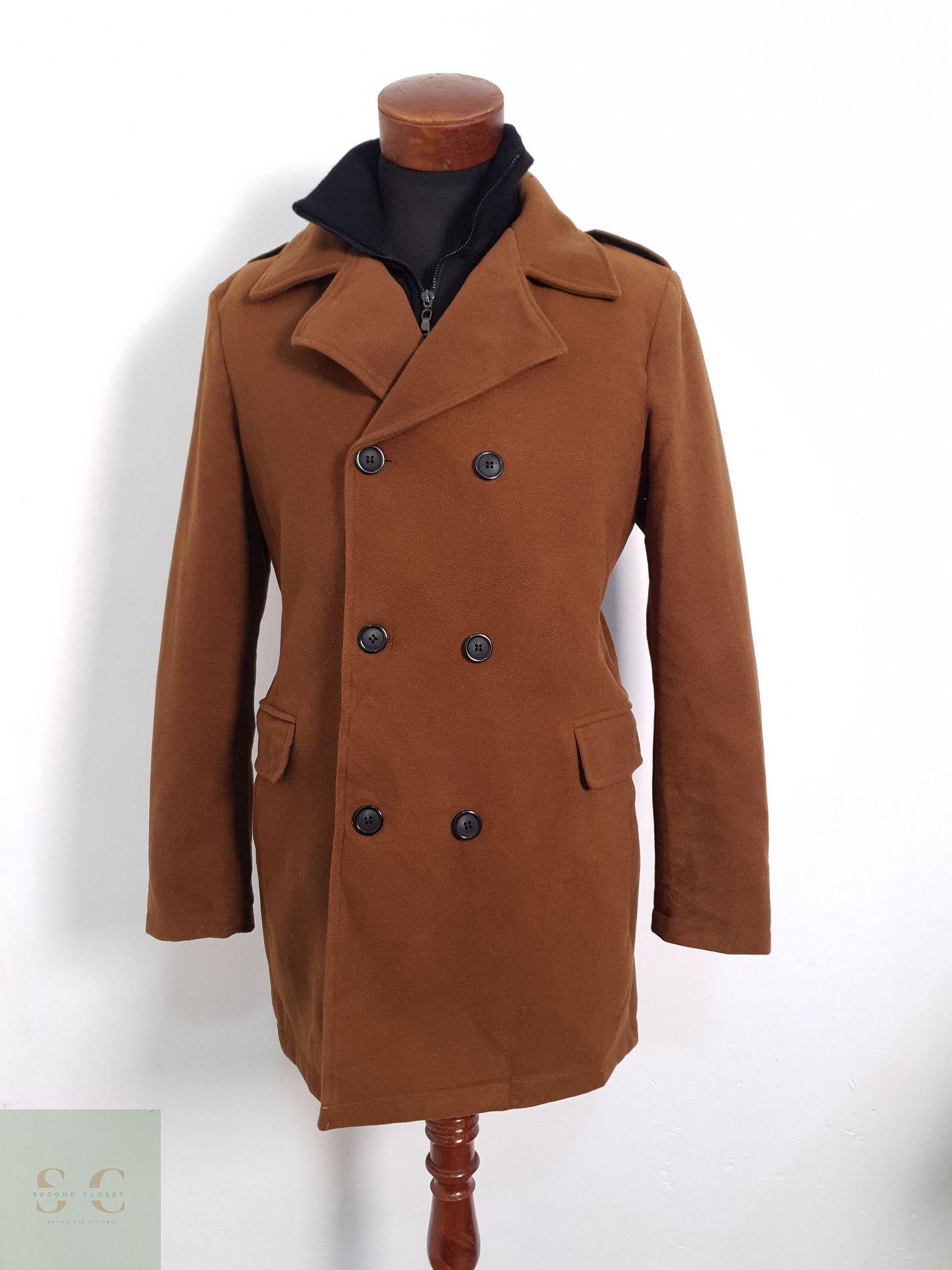 Vintage Abrigo marinero Camel oscuro Talla S 1