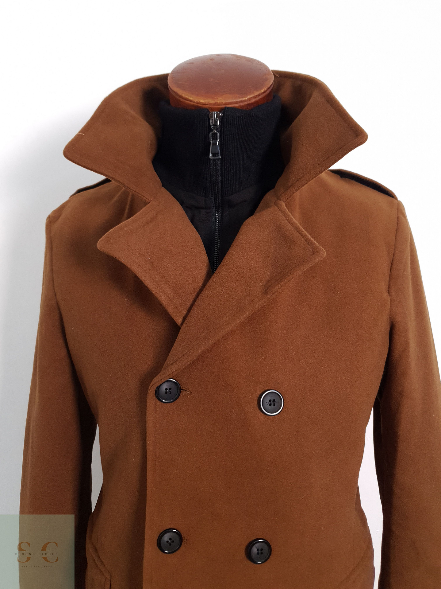 Vintage Abrigo marinero Camel oscuro Talla S 3