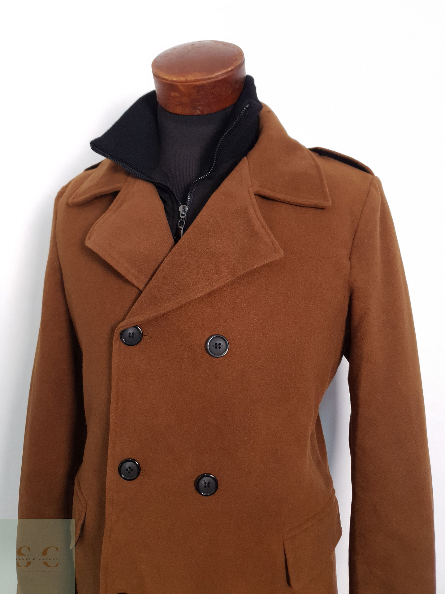 Vintage Abrigo marinero Camel oscuro Talla S 5