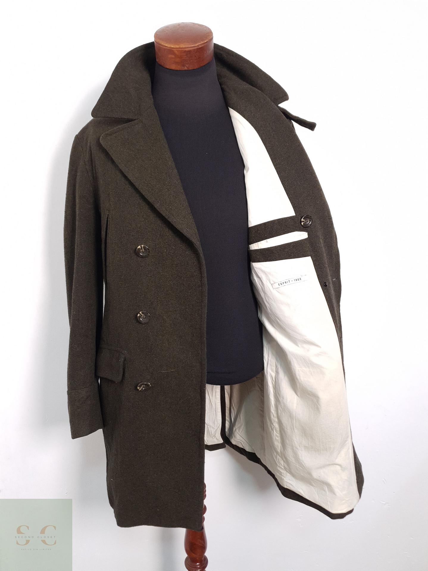 Esprit Abrigo marinero Verde Talla M 3