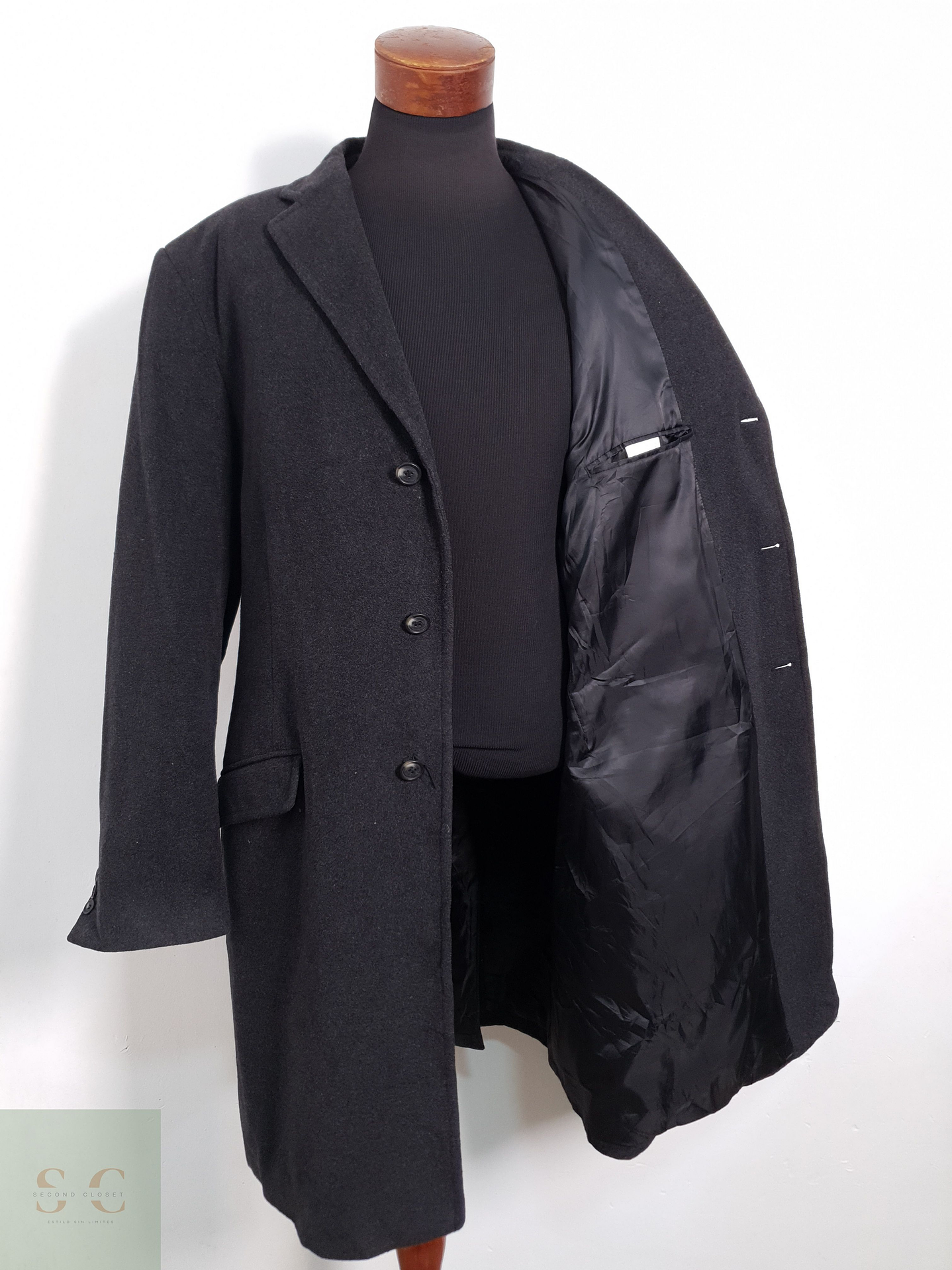 Vintage Abrigo largo Plomo Talla XXL 1