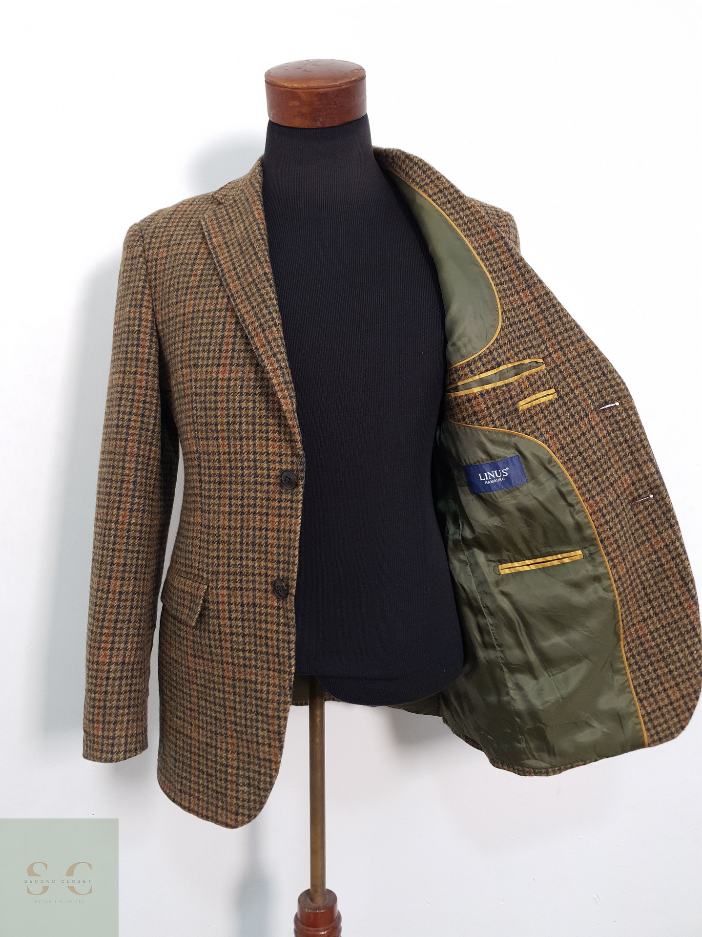 Linus Vestón pata de gallo Camel Talla M 4