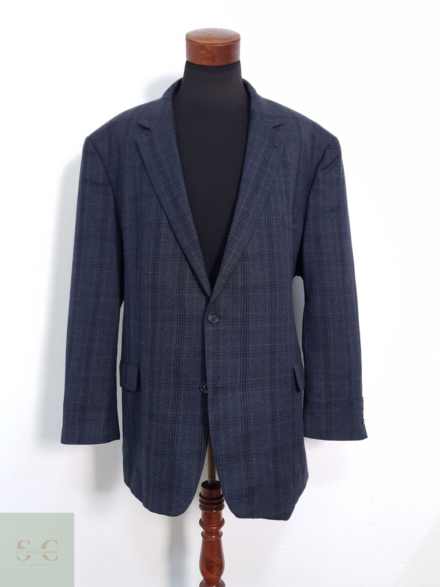 Big Fash Vestón clásico Plomo azul Talla 4XL 2