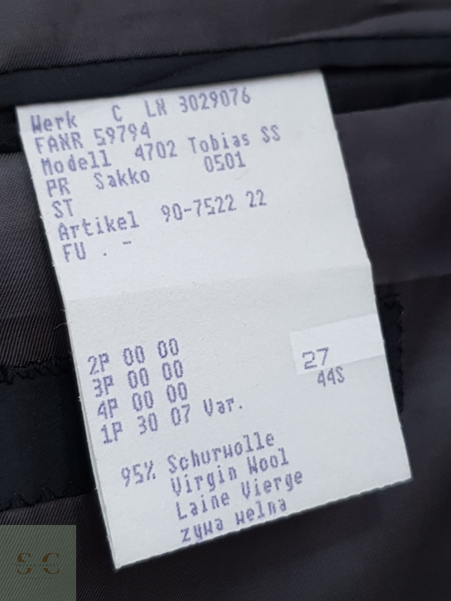 Carl Gross Vestón espiguilla Negro grafito Talla LXL 6