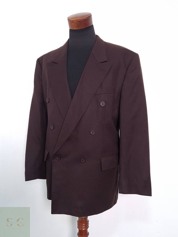 Vintage Vestón cruzado Burdeus muy oscuro Talla XL 1