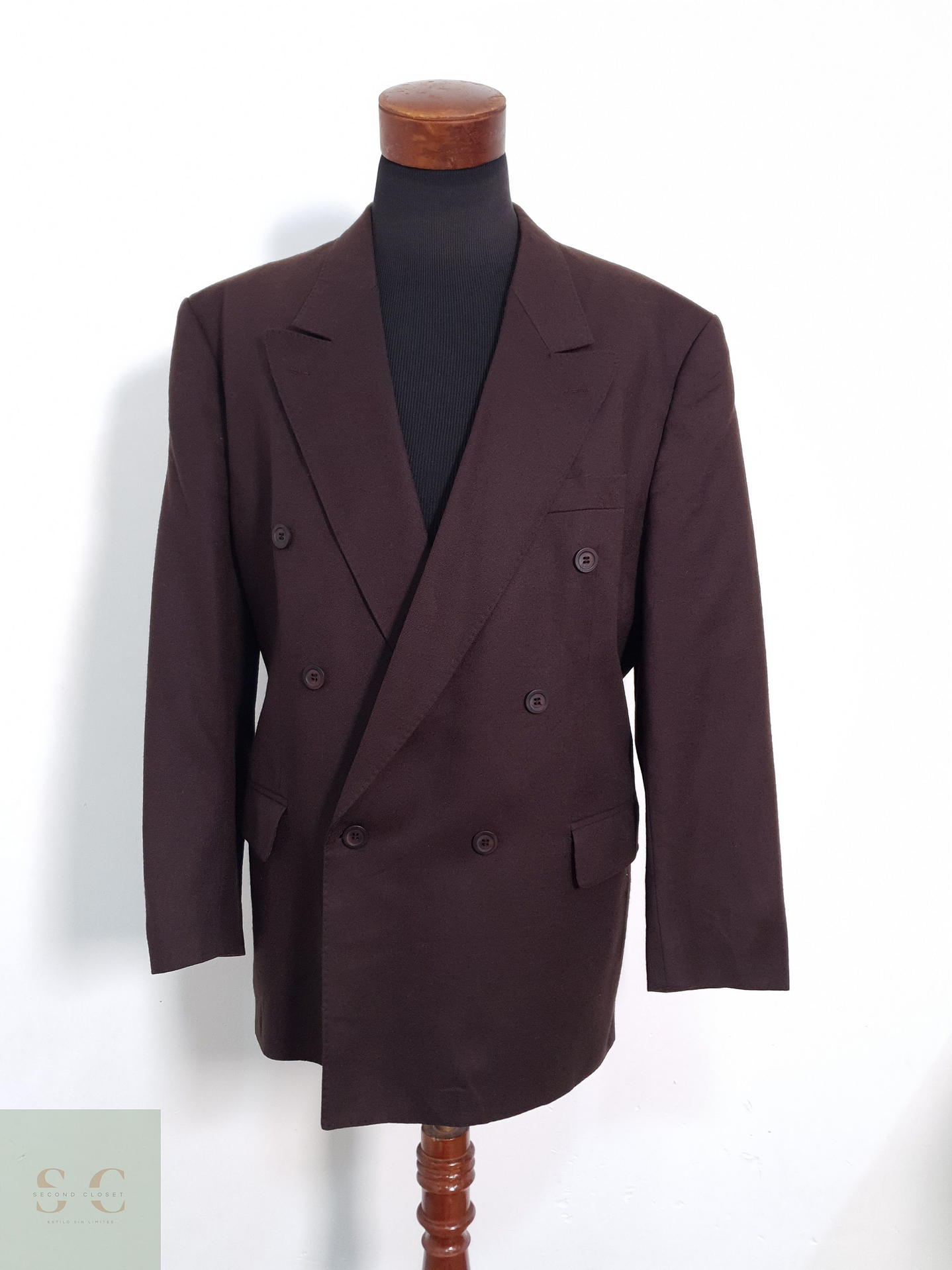 Vintage Vestón cruzado Burdeus muy oscuro Talla XL 2