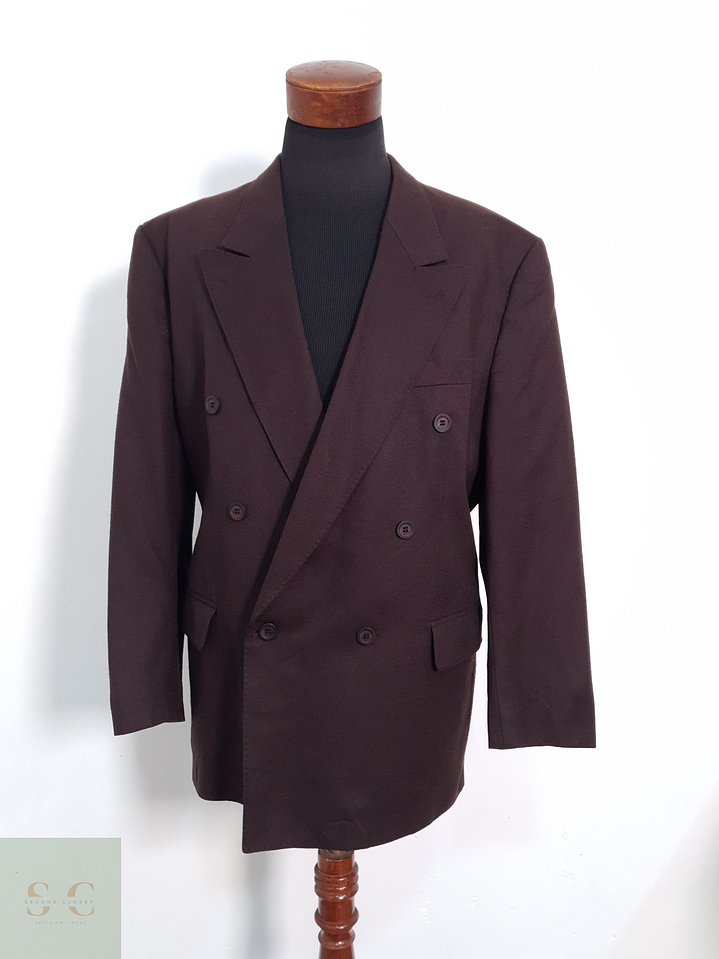 Vintage Vestón cruzado Burdeus muy oscuro Talla XL 2