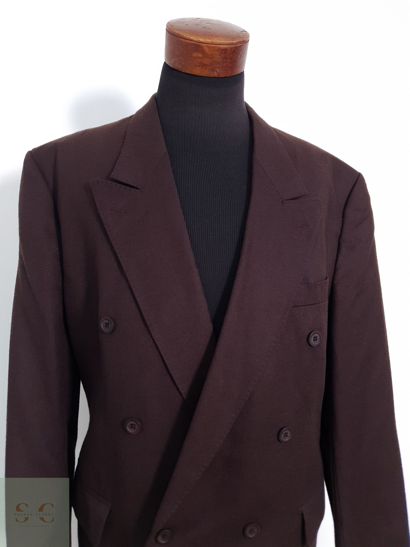 Vintage Vestón cruzado Burdeus muy oscuro Talla XL 6