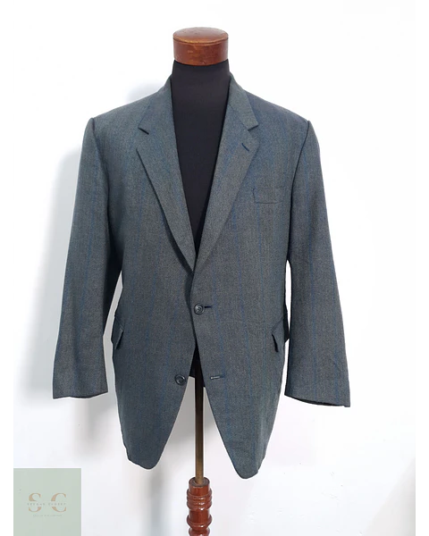 Blazer Creation Gross lana cashmere verde azulado espiga veston clásico TALLA XL