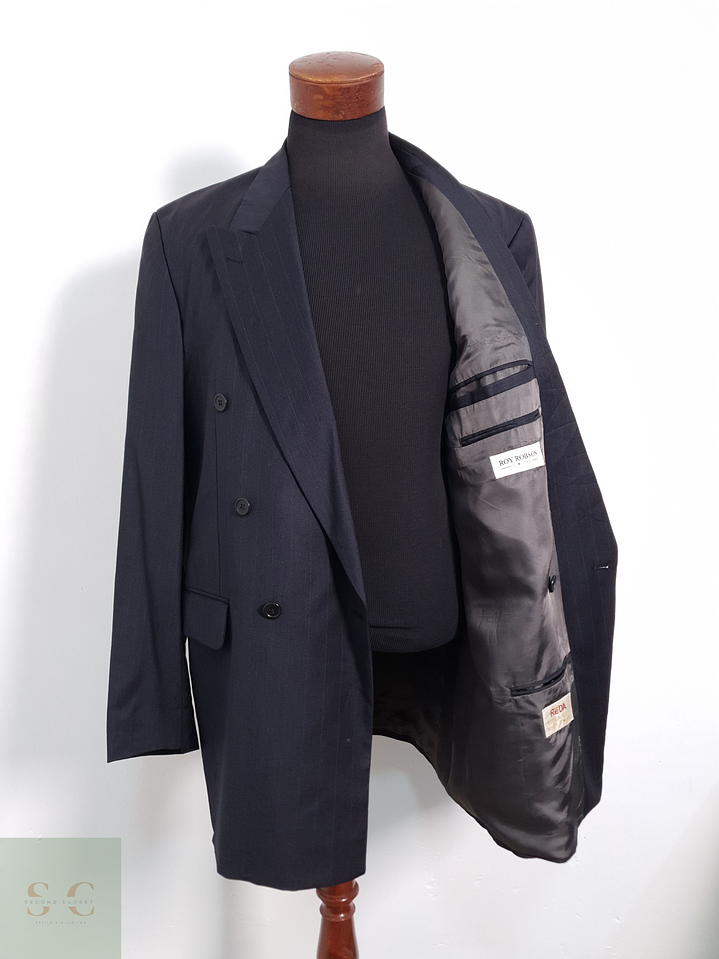 Roy Robson Vestón cruzado Negro grafito Talla LXL 10