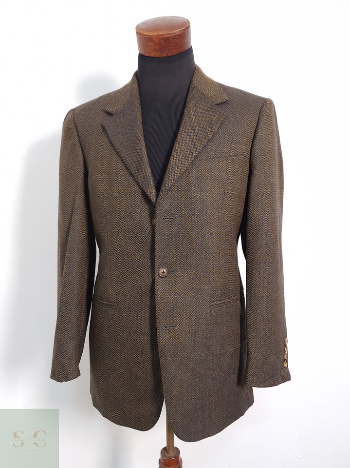 Geoffrey Beene Vestón espiguilla Dorado con azul Talla M 6