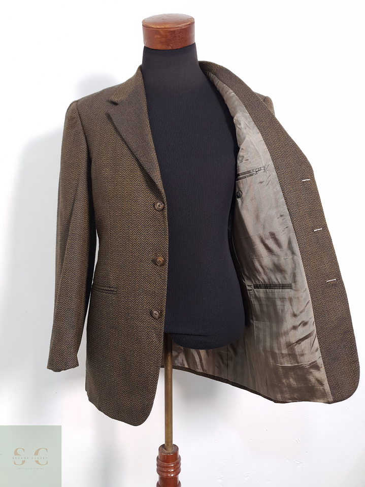 Geoffrey Beene Vestón espiguilla Dorado con azul Talla M 1