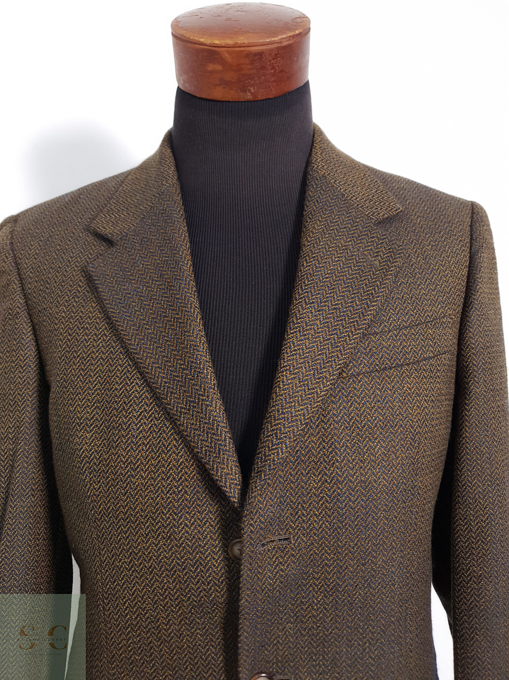 Geoffrey Beene Vestón espiguilla Dorado con azul Talla M 7