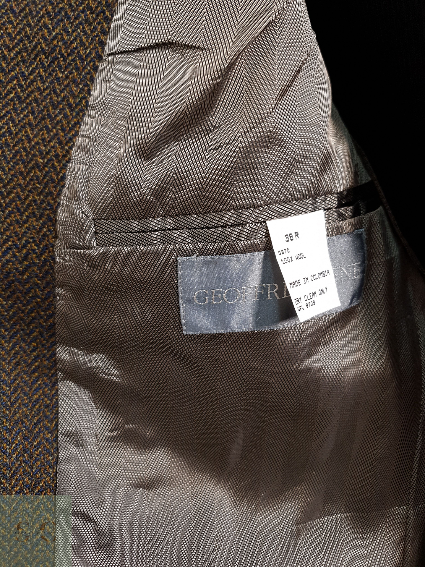 Geoffrey Beene Vestón espiguilla Dorado con azul Talla M 9