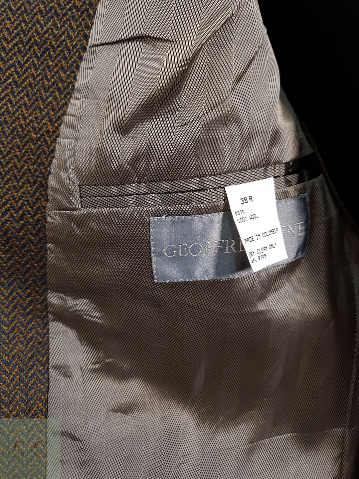 Geoffrey Beene Vestón espiguilla Dorado con azul Talla M 9