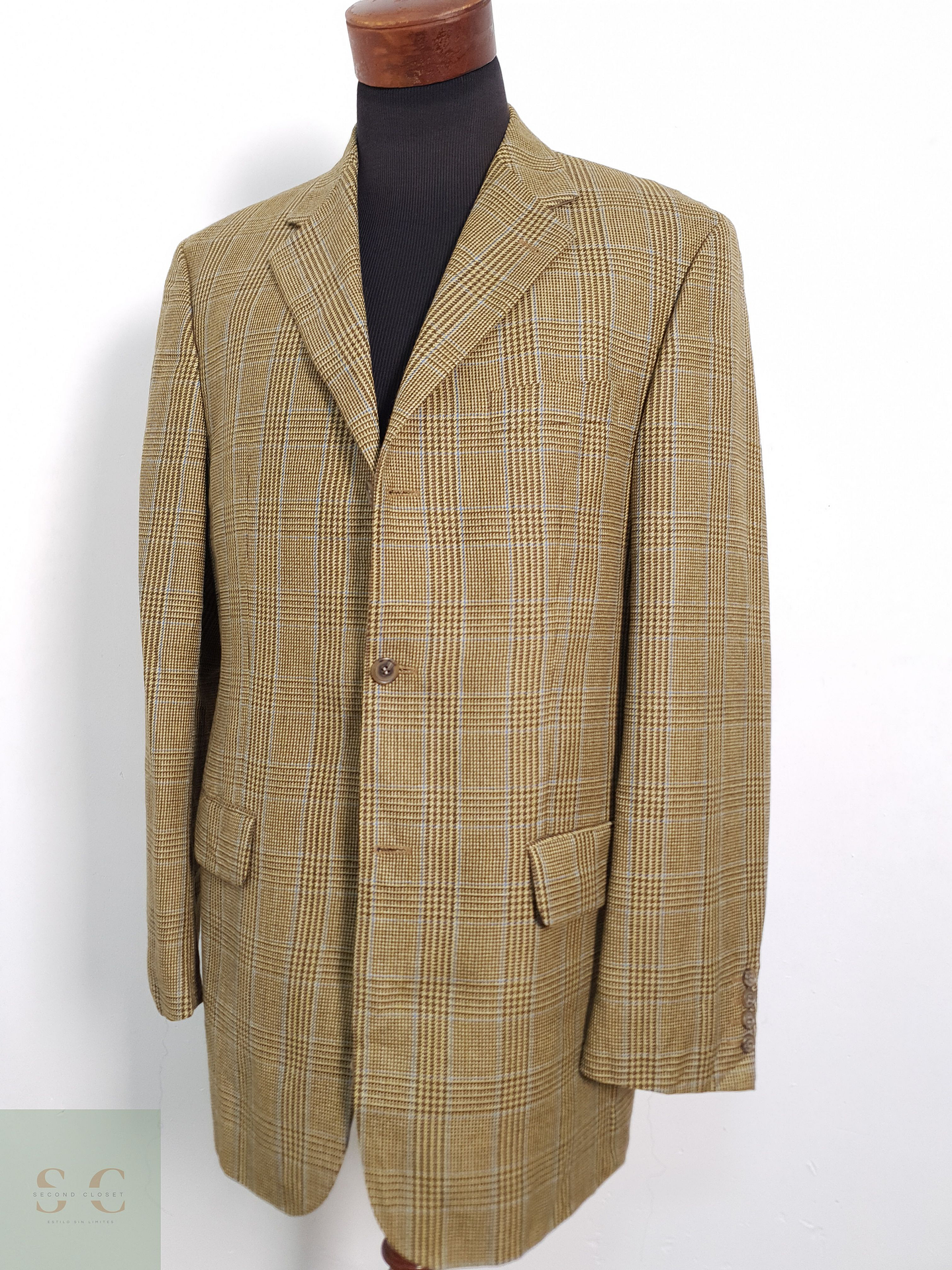 Pierre Cardin Vestón clásico Dorado con café Talla L 2