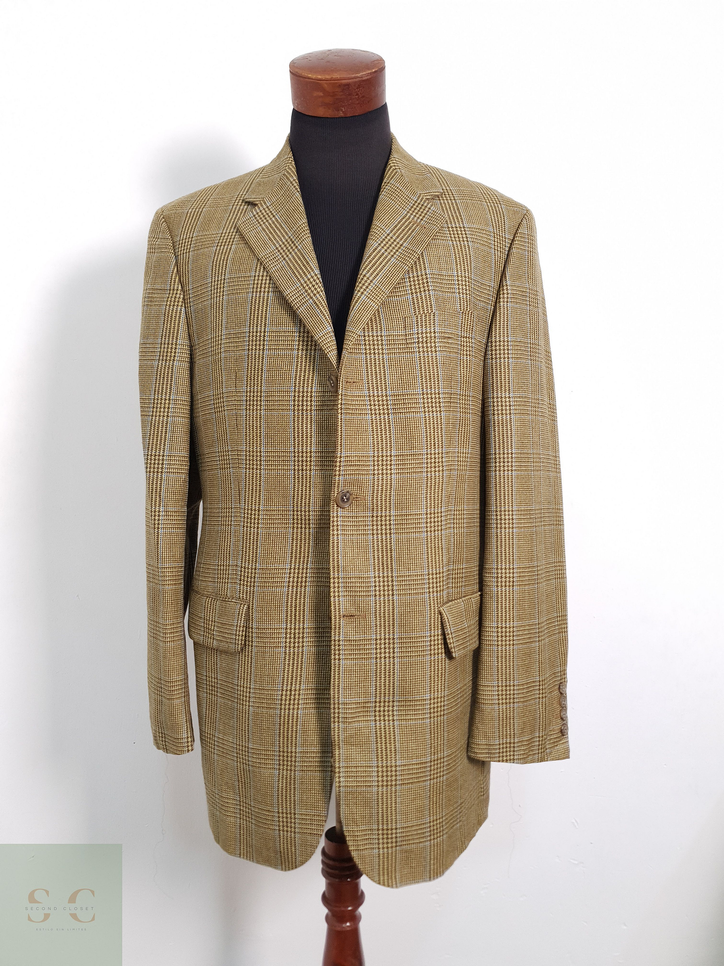 Pierre Cardin Vestón clásico Dorado con café Talla L 3