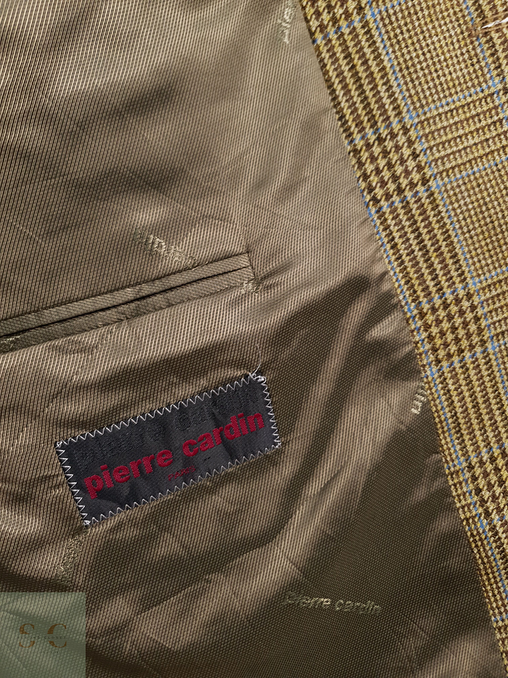 Pierre Cardin Vestón clásico Dorado con café Talla L 8