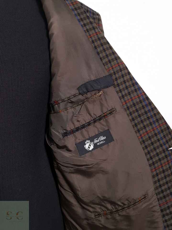 First Class Vestón pata de gallo Café verdoso Talla XL 5