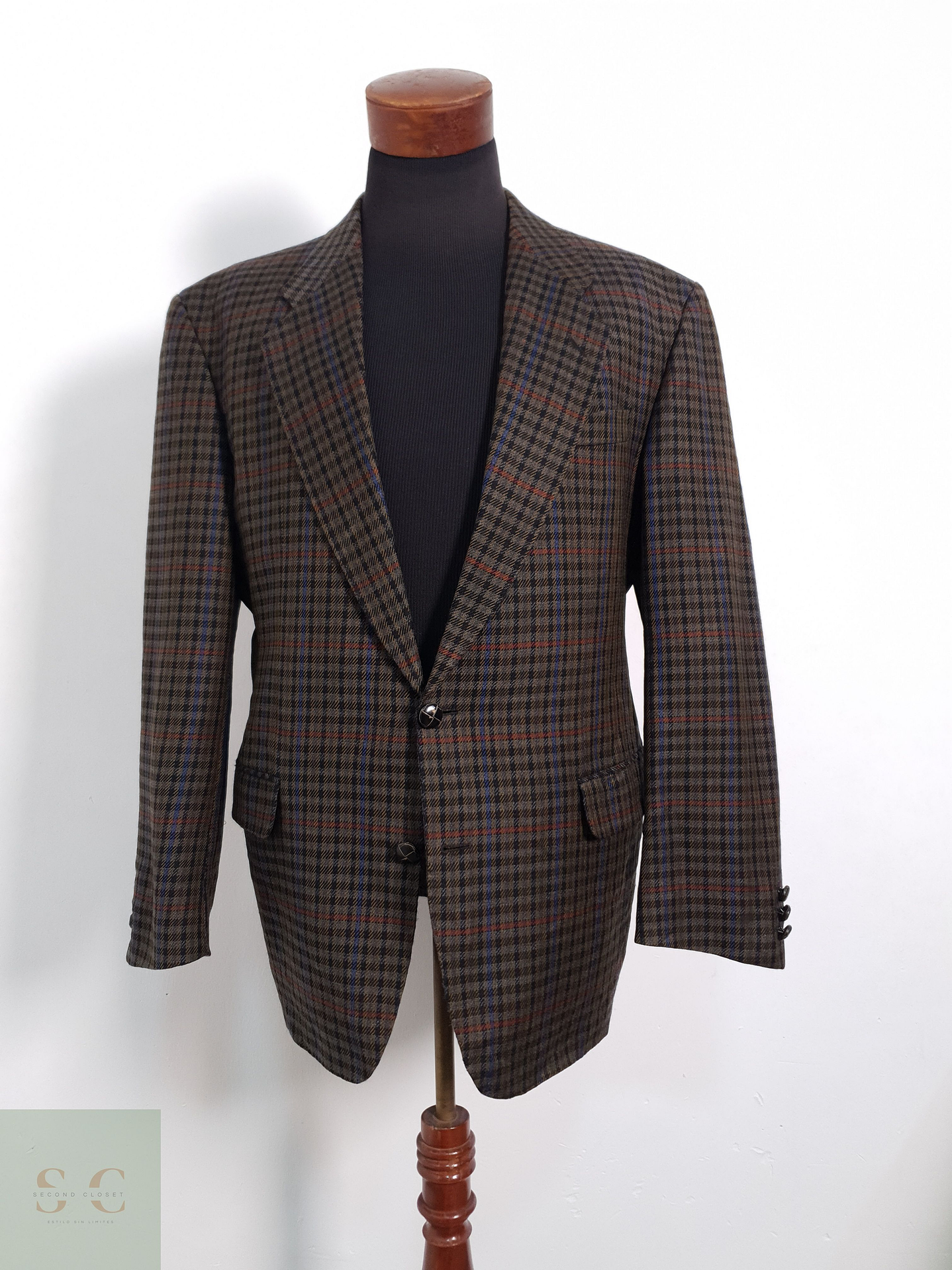 First Class Vestón pata de gallo Café verdoso Talla XL 9