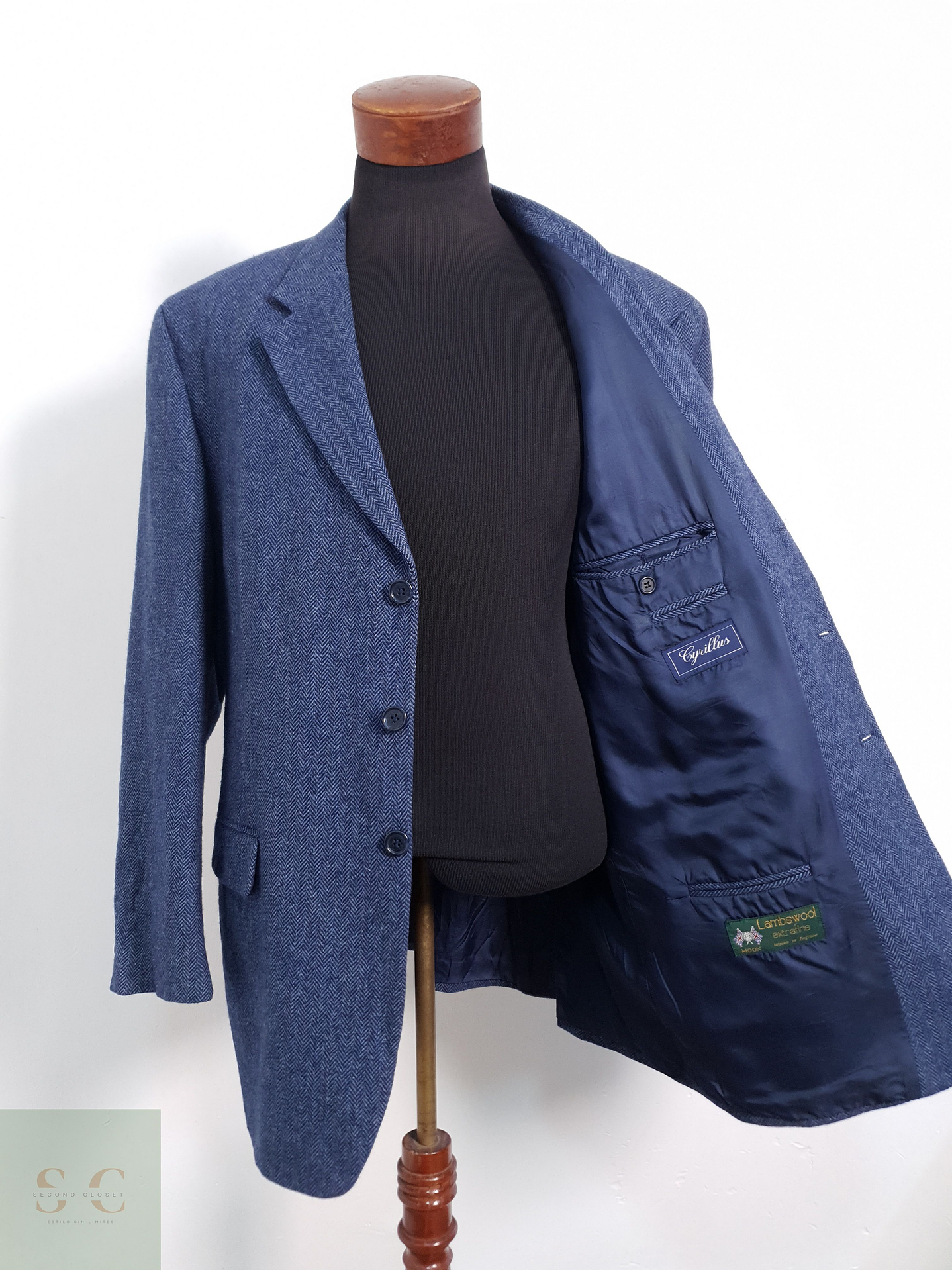 Cyrillus Vestón espiguilla Celeste Talla XXL 5