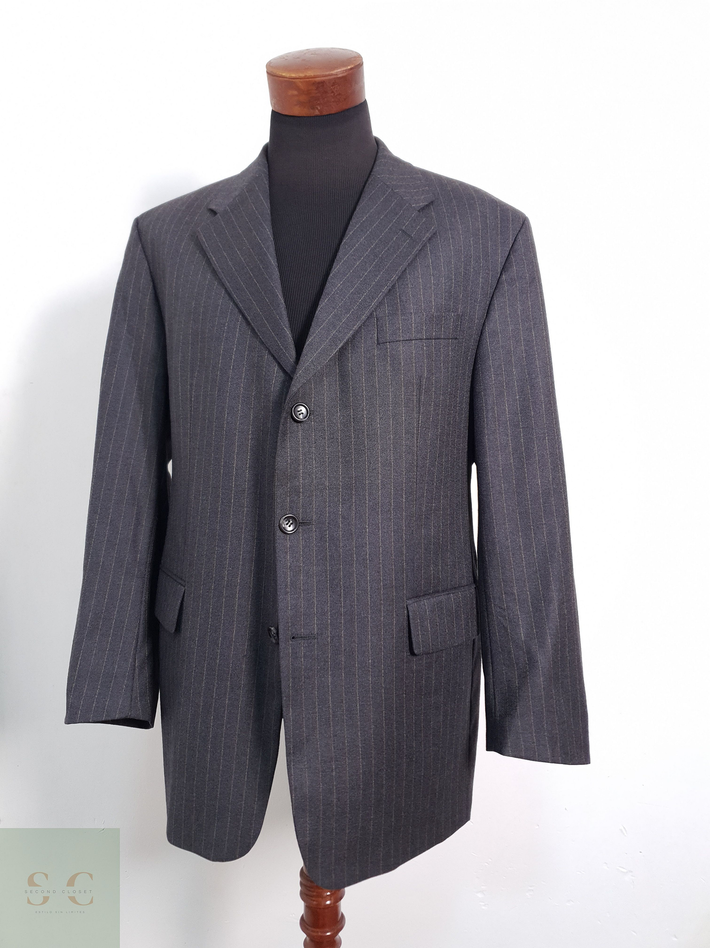 Carl Gross Vestón a rayas Plomo con rayas Talla LXL 1