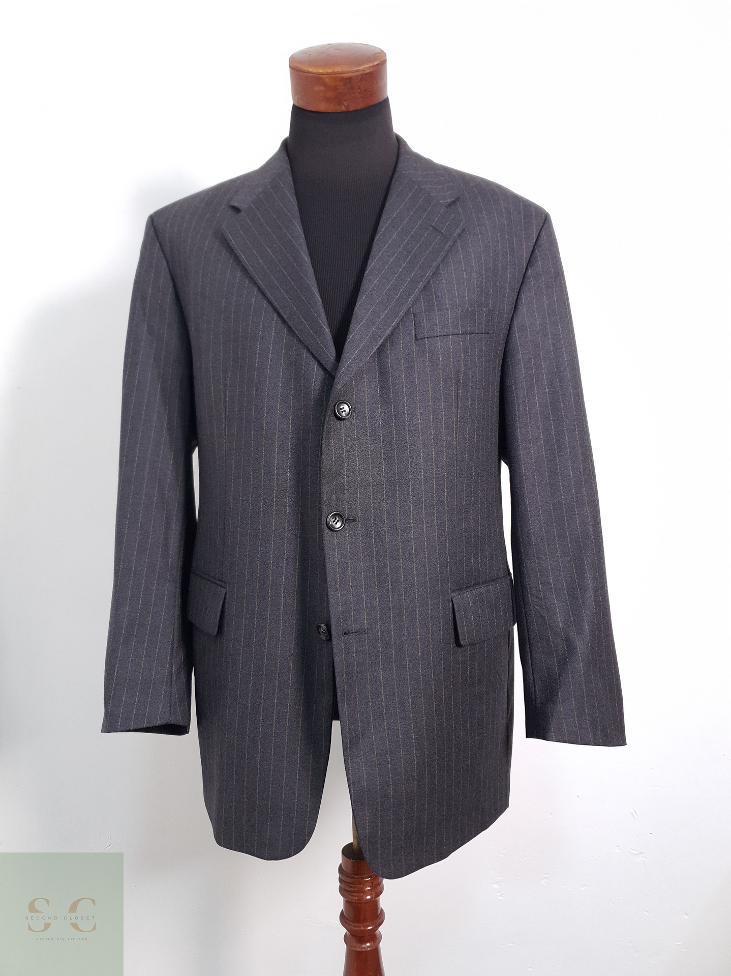 Carl Gross Vestón a rayas Plomo con rayas Talla LXL 2