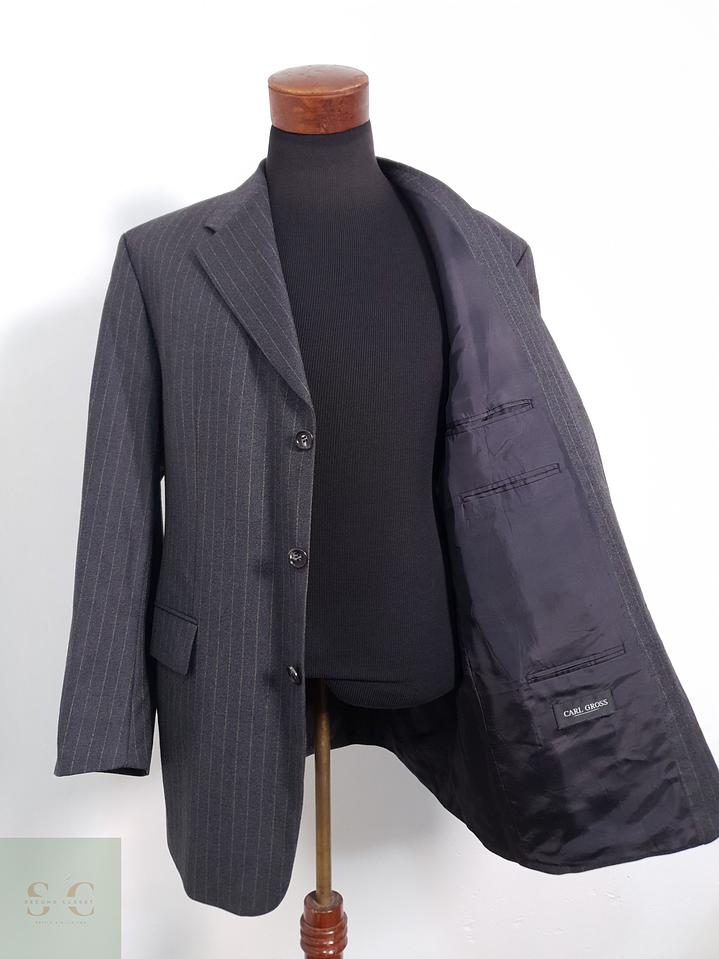 Carl Gross Vestón a rayas Plomo con rayas Talla LXL 3