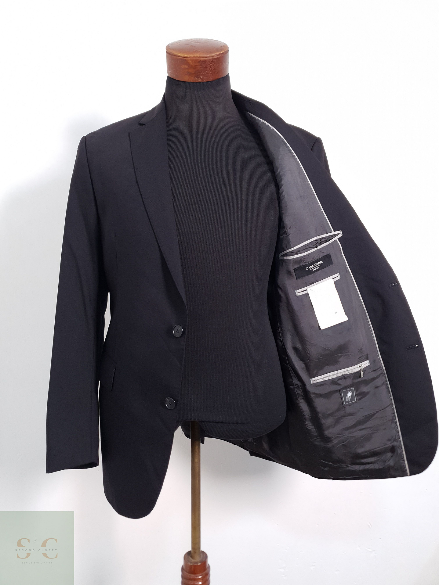 Carl Gross Vestón clásico Negro Talla M 5