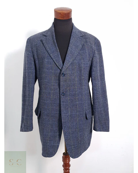 Blazer Lana virgen Canda cuadros azul veston clásico TALLA LXL