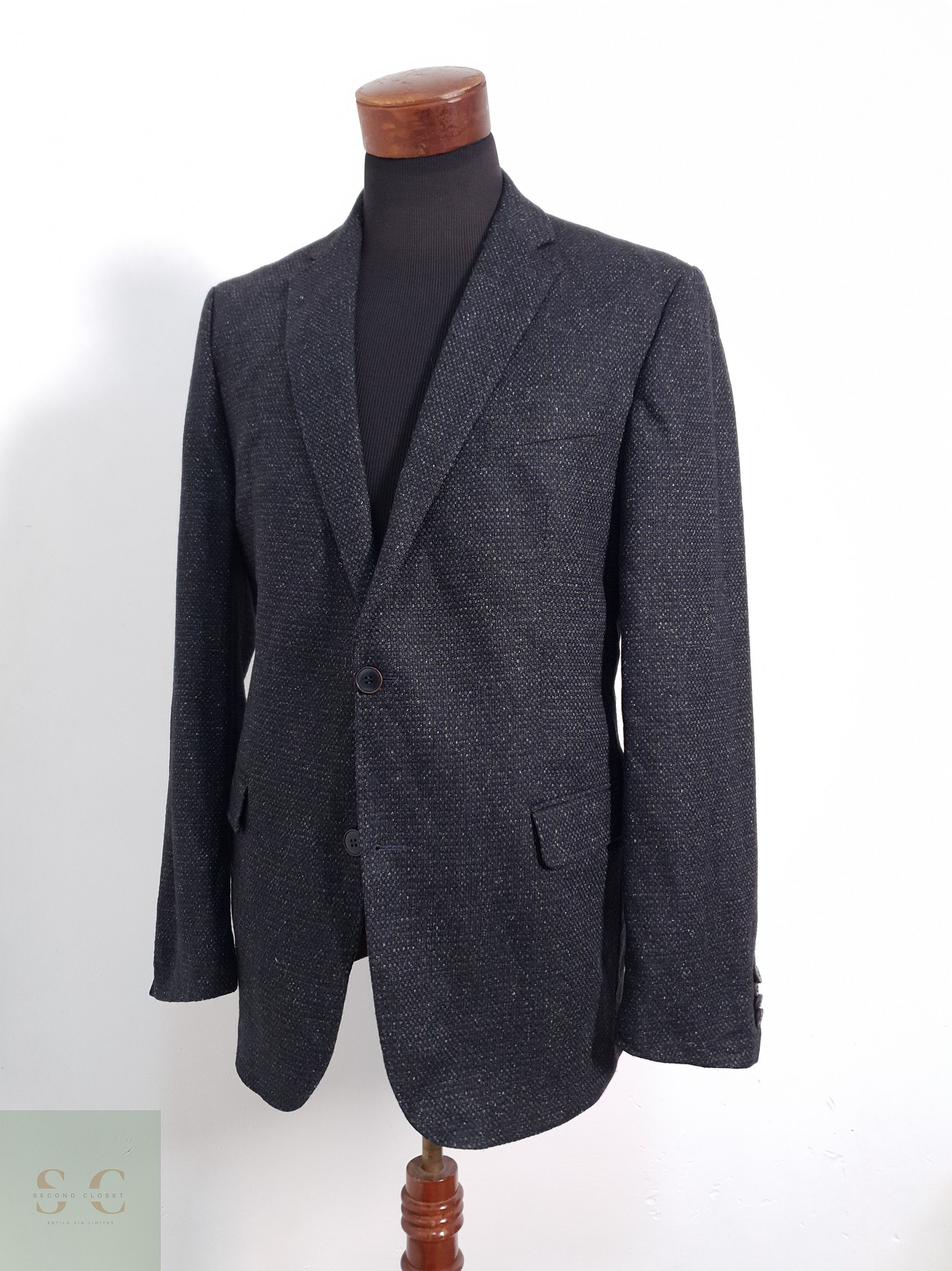 Carl Gross Vestón microcuadro Azul con verde Talla ML 2