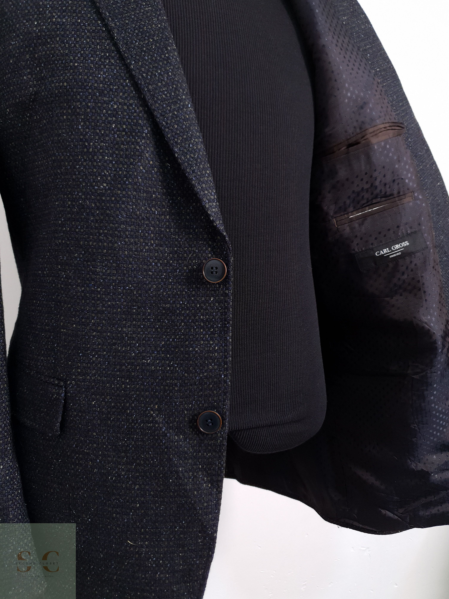 Carl Gross Vestón microcuadro Azul con verde Talla ML 4