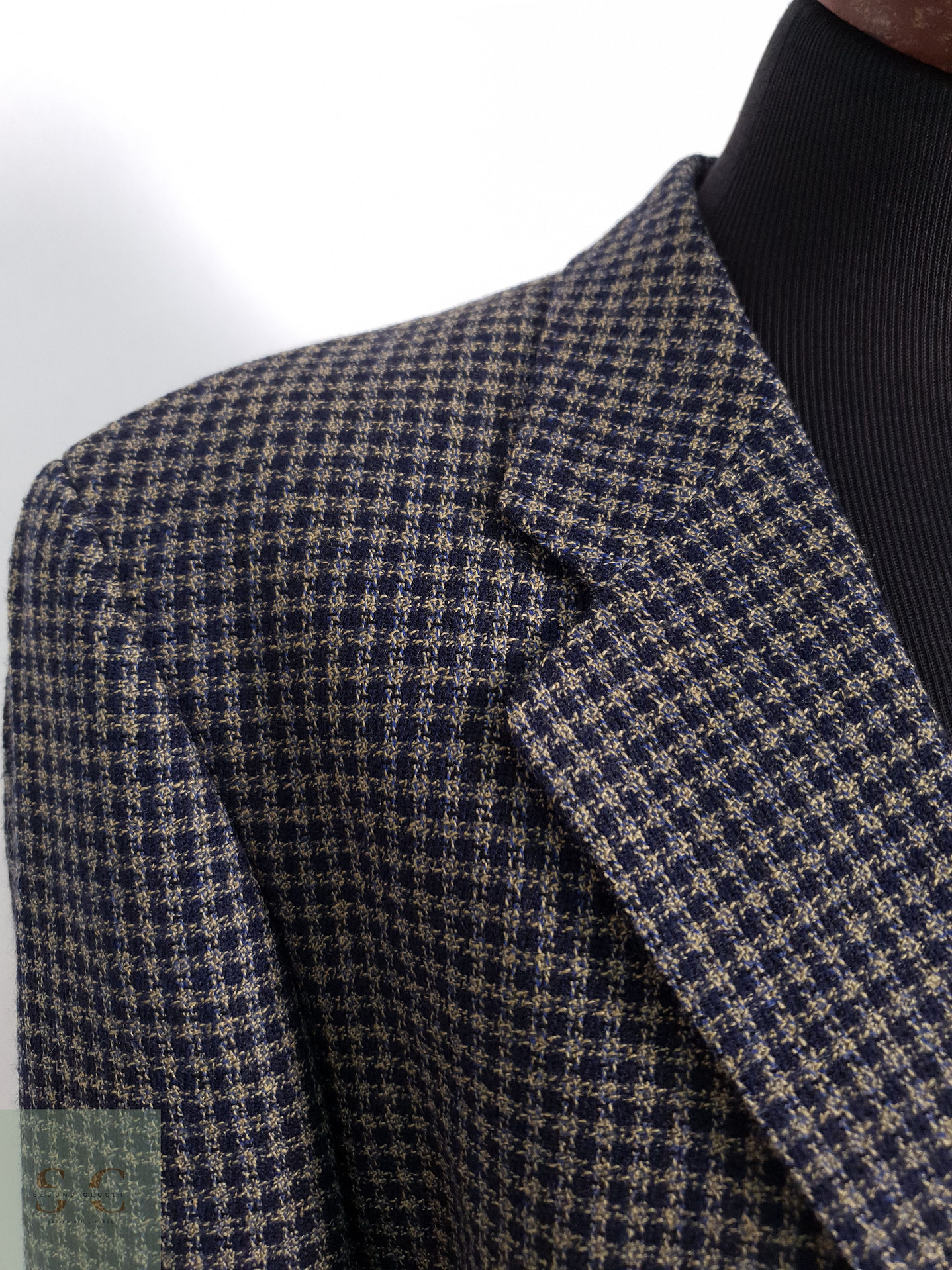 Benvenuto Vestón microcuadro Azul y beige Talla L 2