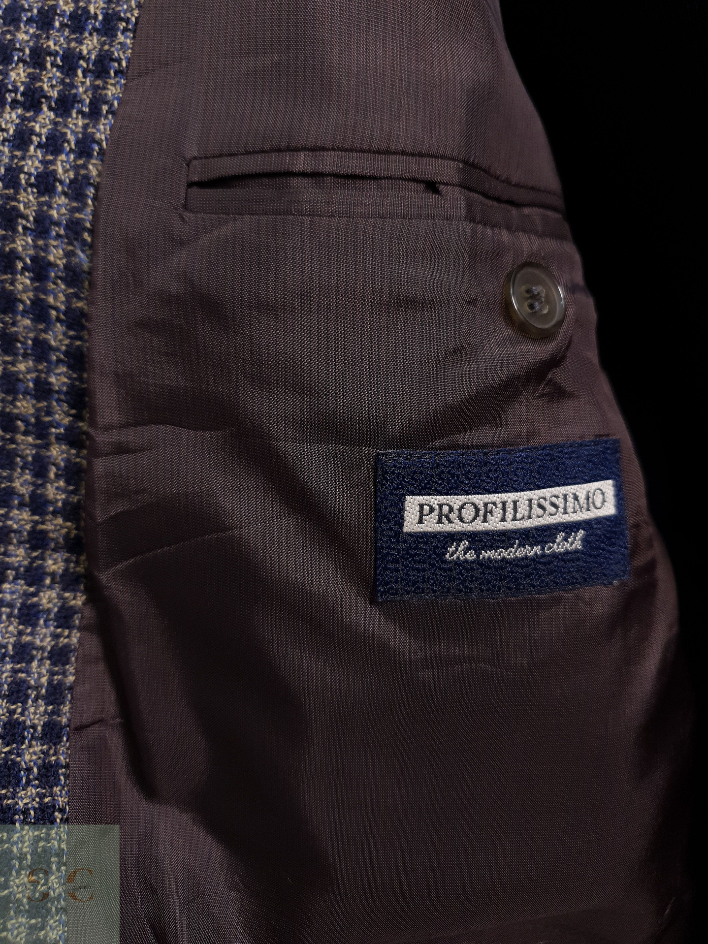 Benvenuto Vestón microcuadro Azul y beige Talla L 5