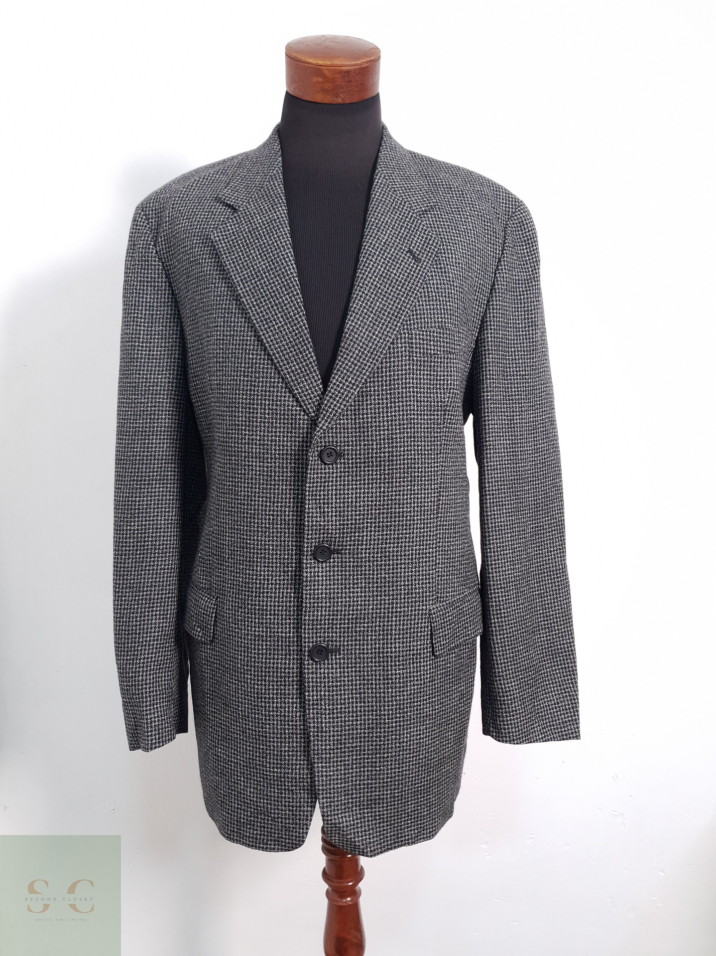 Digel Vestón microcuadro Plomo con negro Talla XL 1