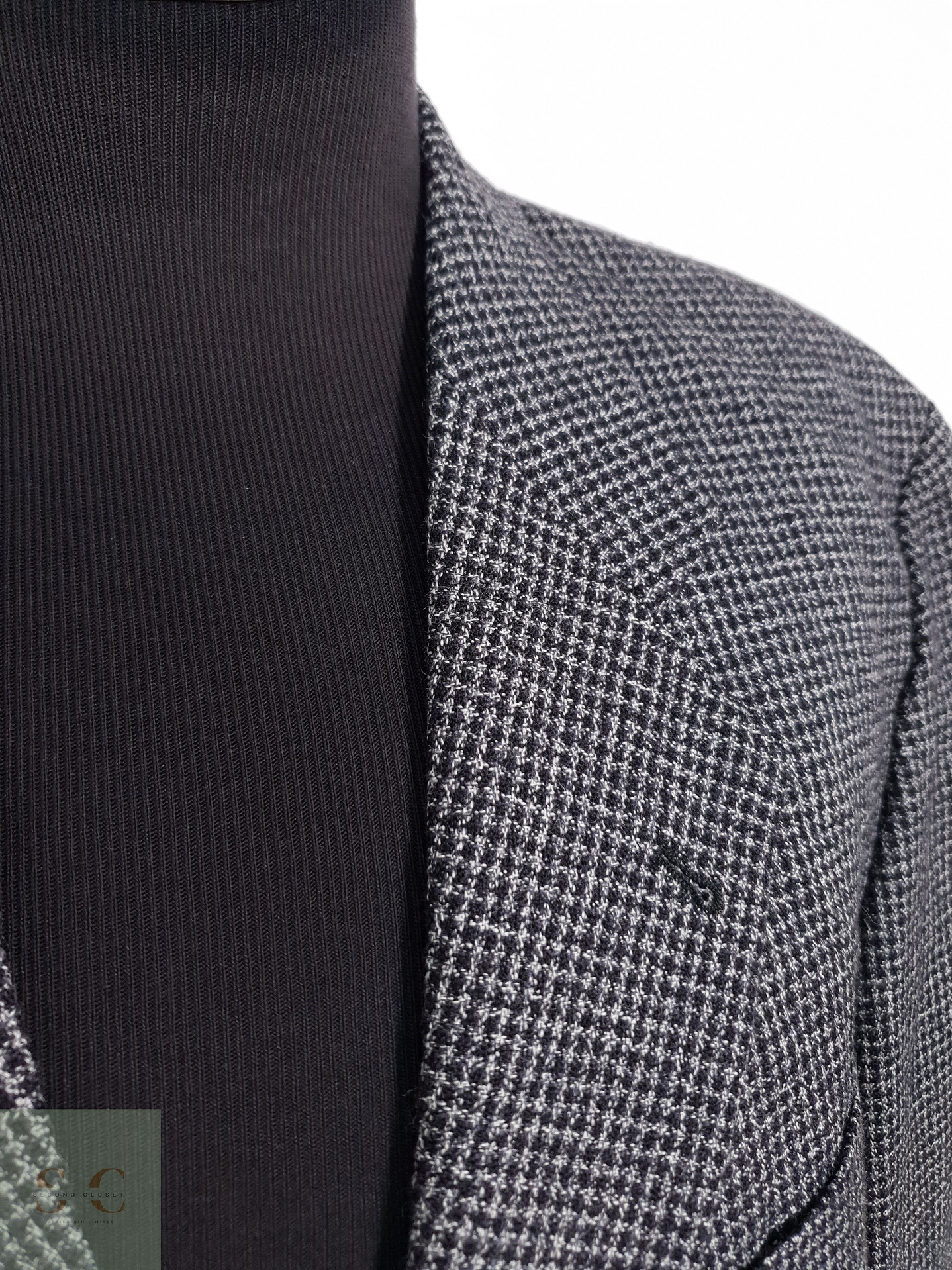 Digel Vestón microcuadro Plomo con negro Talla XL 5