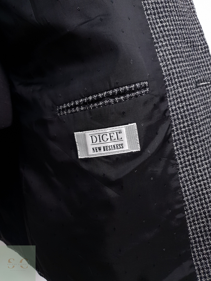 Digel Vestón microcuadro Plomo con negro Talla XL 6