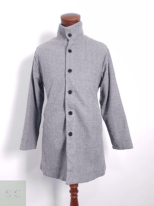 Abrigo Hombre Gris Basico Mezcla Lana Talla L