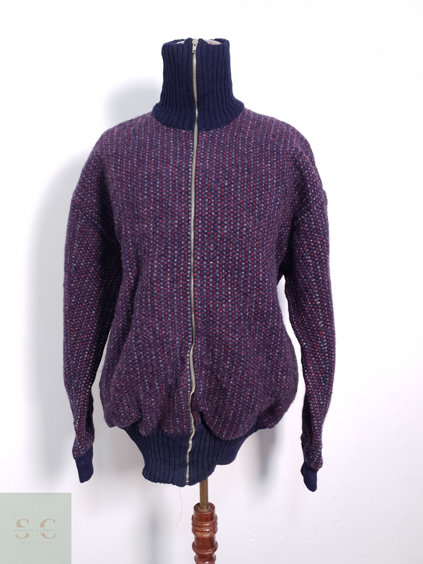 Chaqueta Hombre Lana Virgen Textura Azul Talla XXXL 1